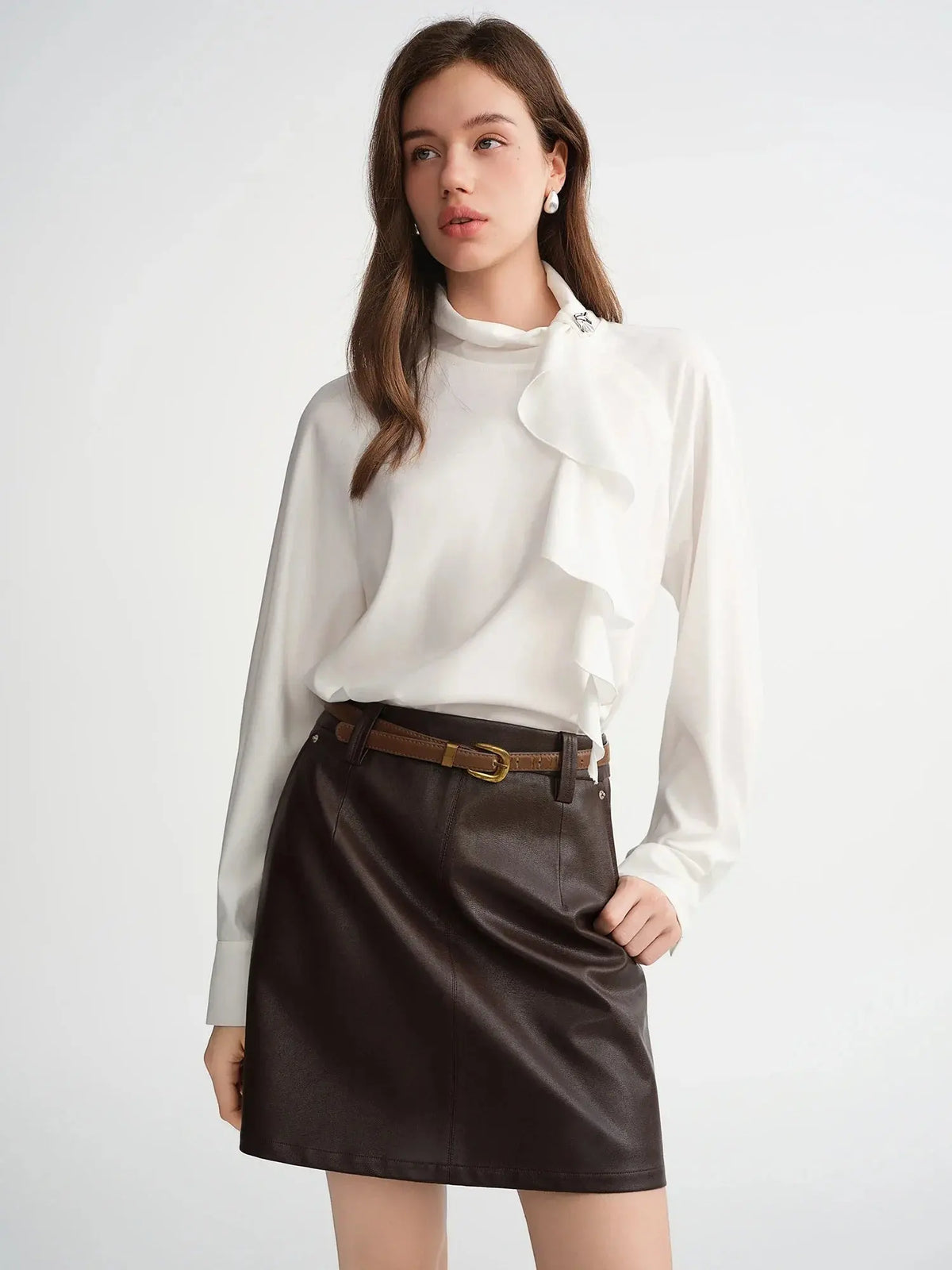 Elegant Asymmetrical Draped Blouse