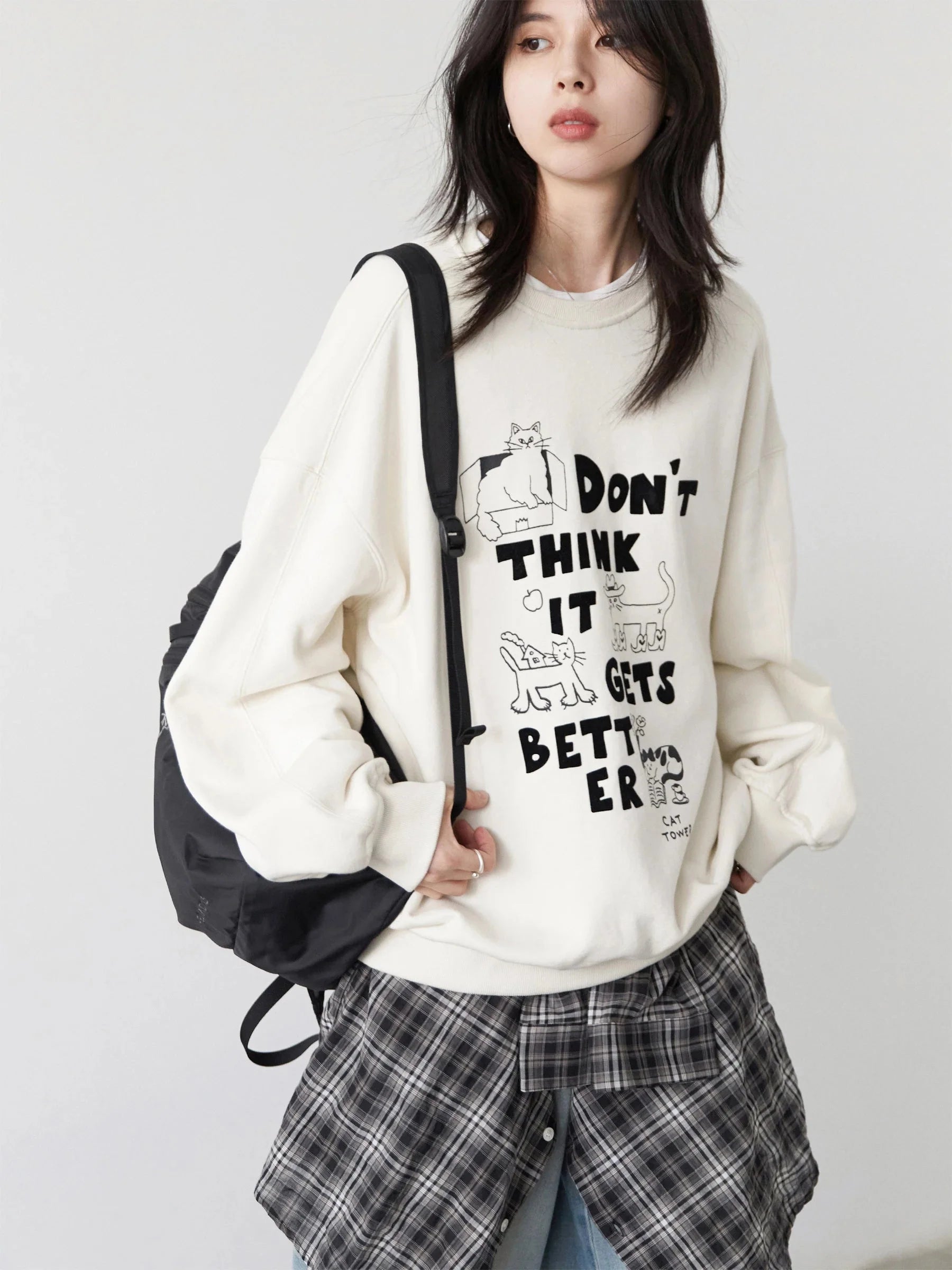 Preppy Plush Pullover Long Sleeve Autumn Top
