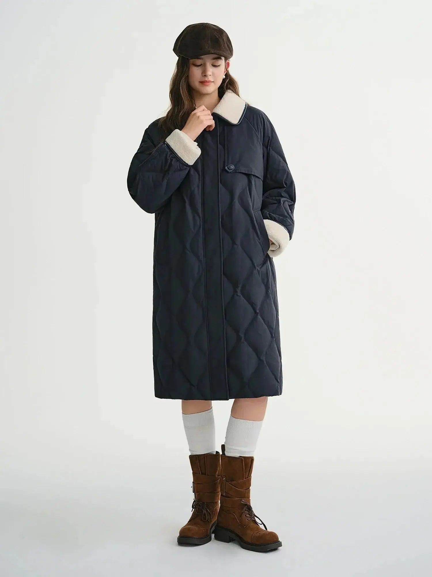 Women's Color Block Vintage Puffer Jacket