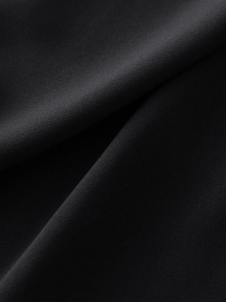 French Style Corrugated Collar Black Dress