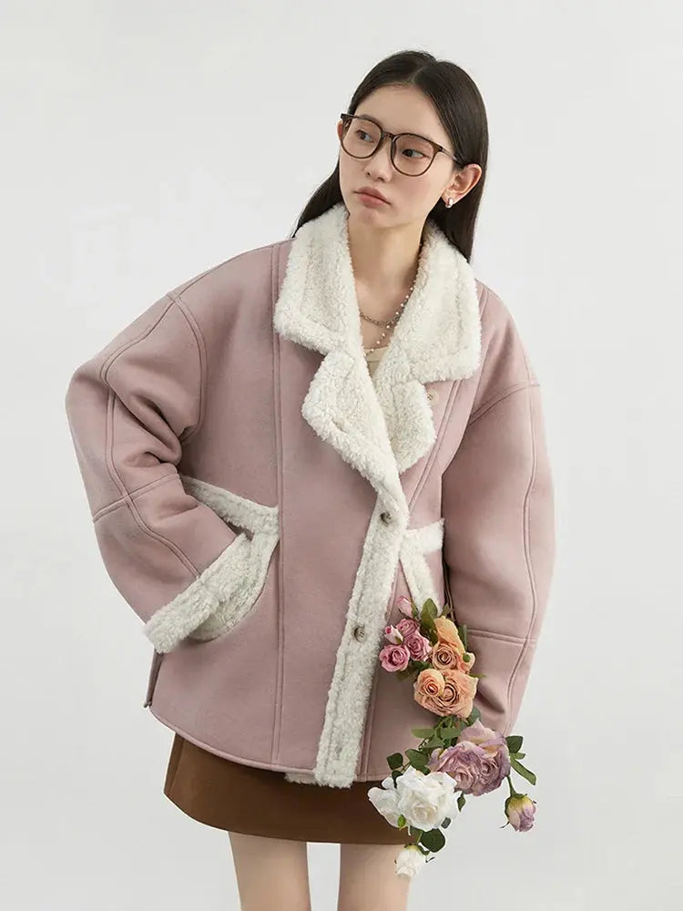 Chic Faux Fur Trim Single-Breasted Coat