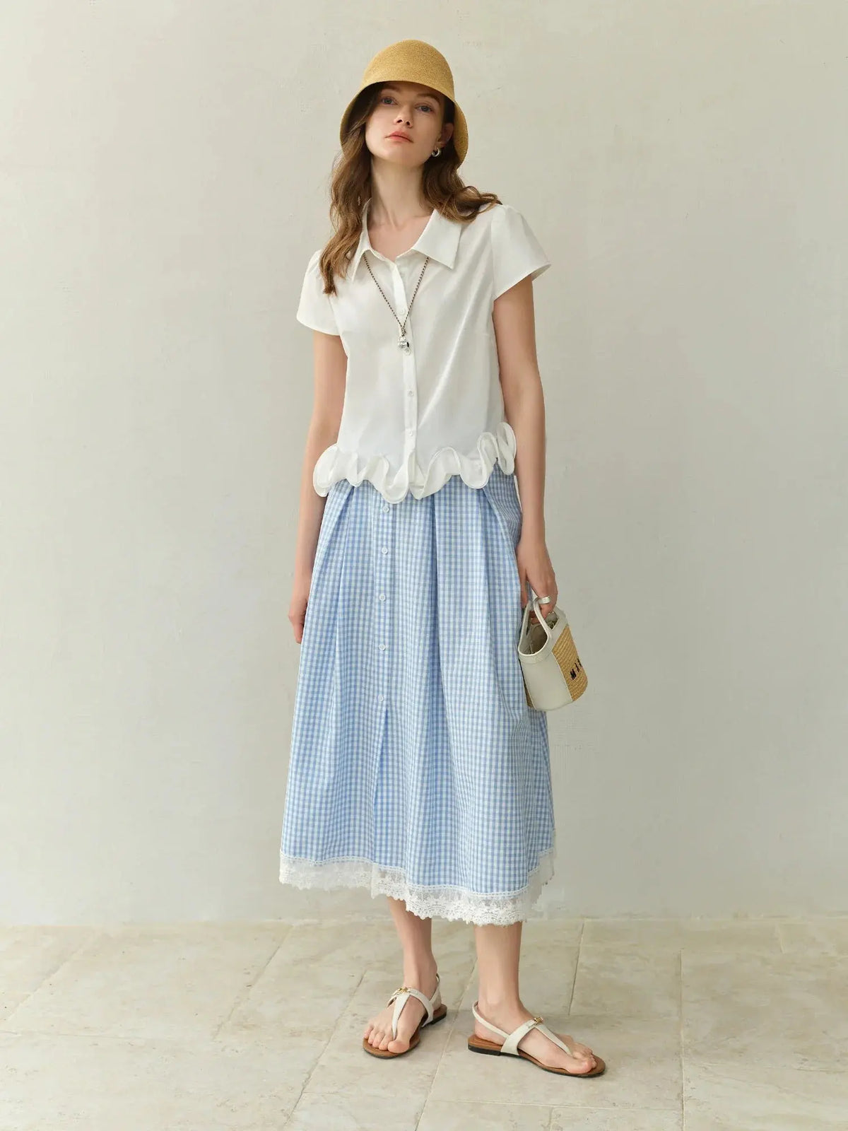 Plus Size Checkered Summer Skirt