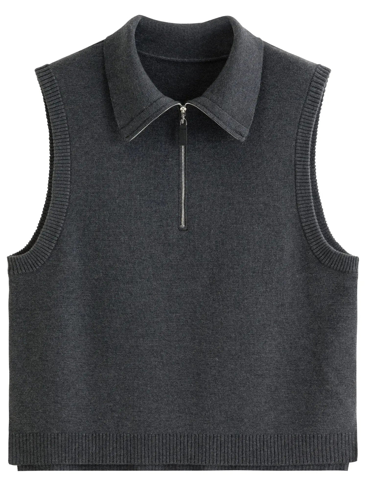 Lapel Collar Button-Up Knit Vest for Women