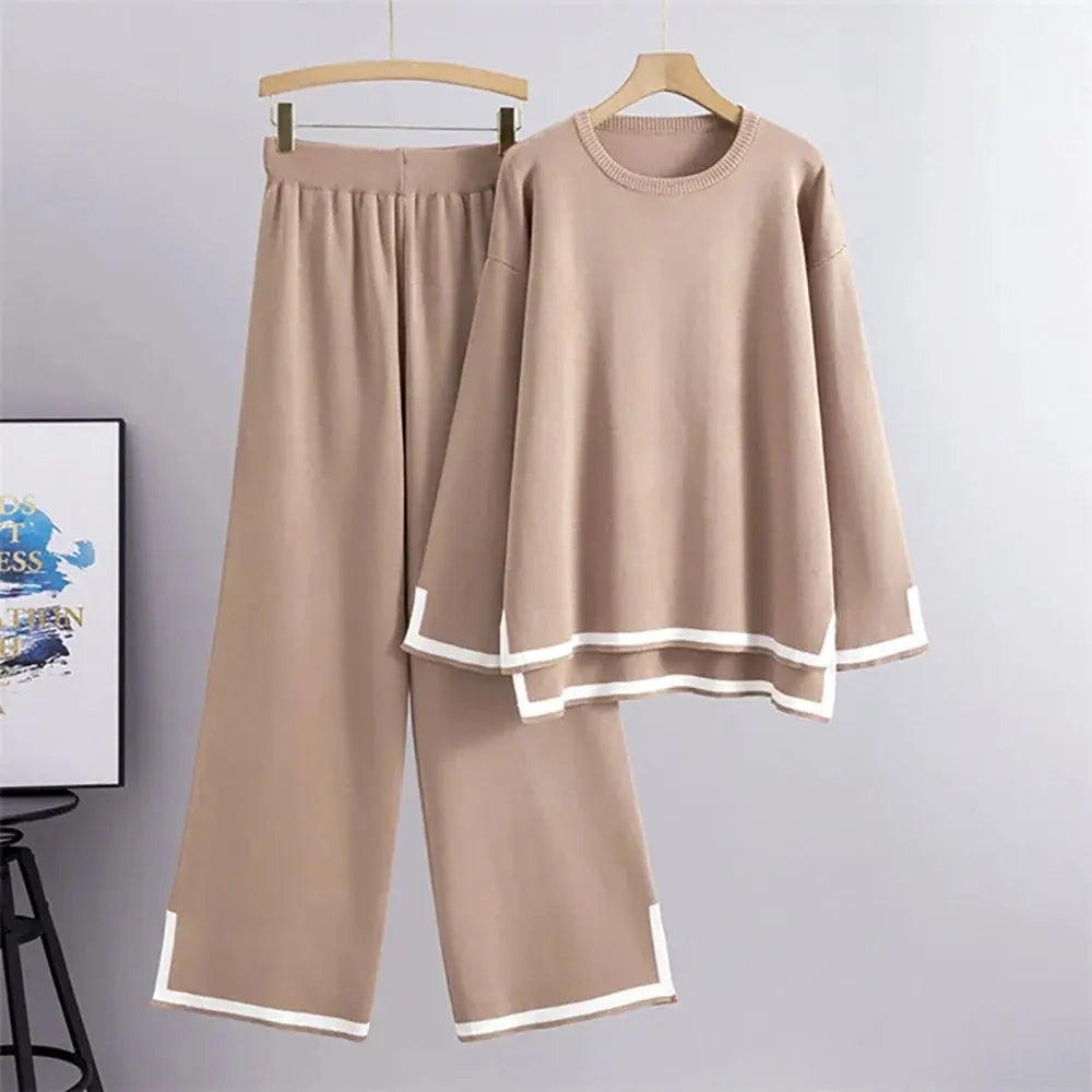 Long Sleeve Casual Knit Two-Piece Outfit