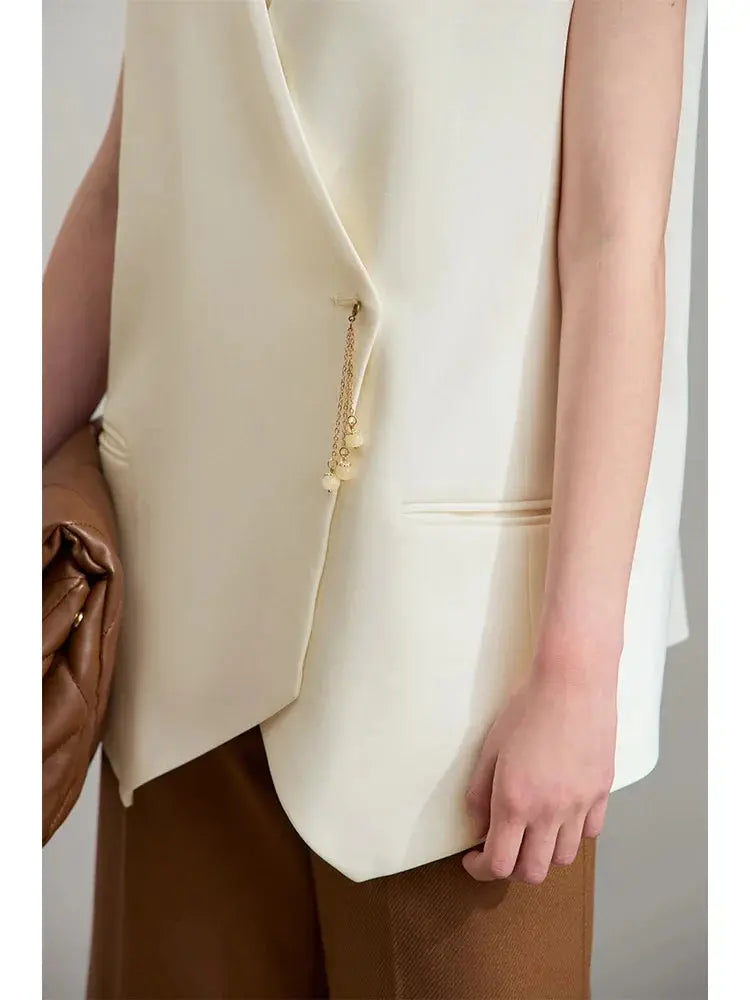 Women's Minimalist Sleeveless Mid-Length Vest