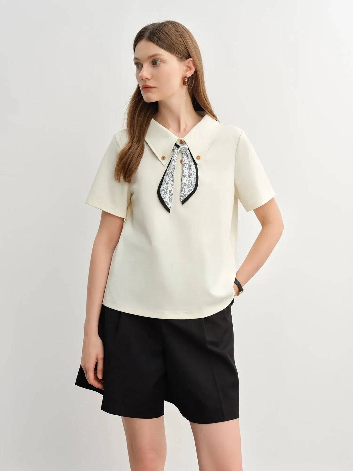 Relaxed Fit Waistflower Scarf Print Top