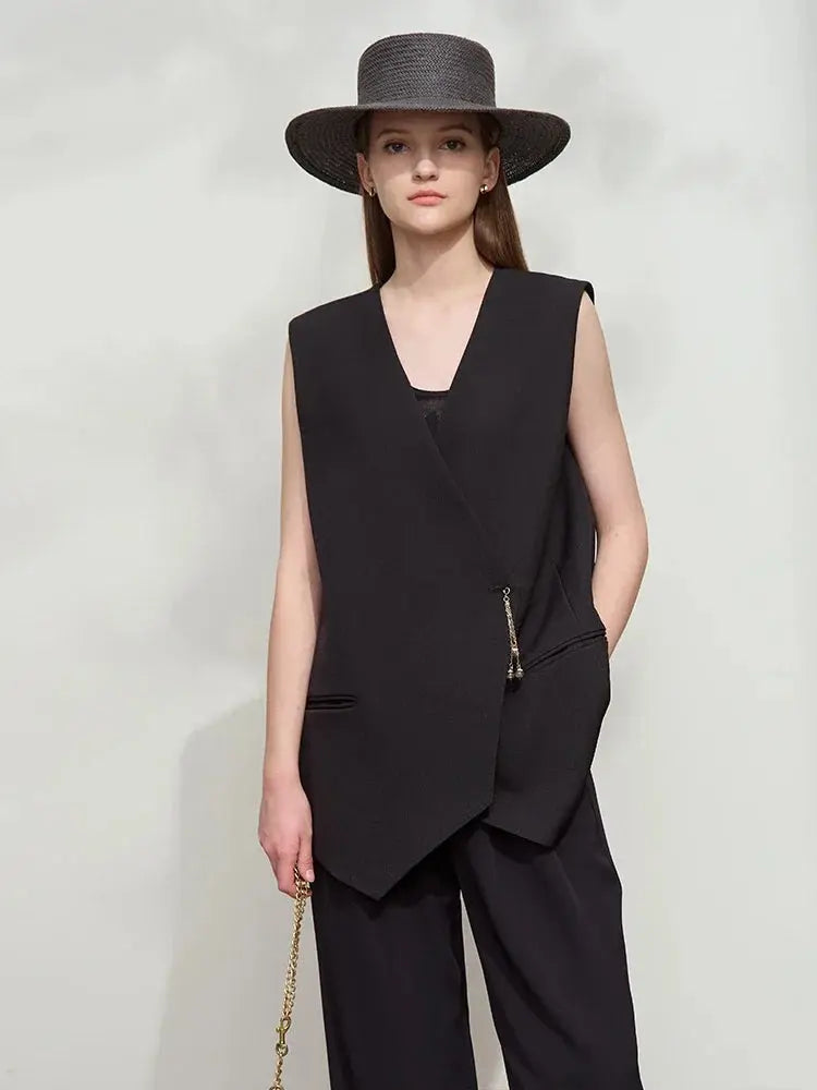 Women's Minimalist Sleeveless Mid-Length Vest