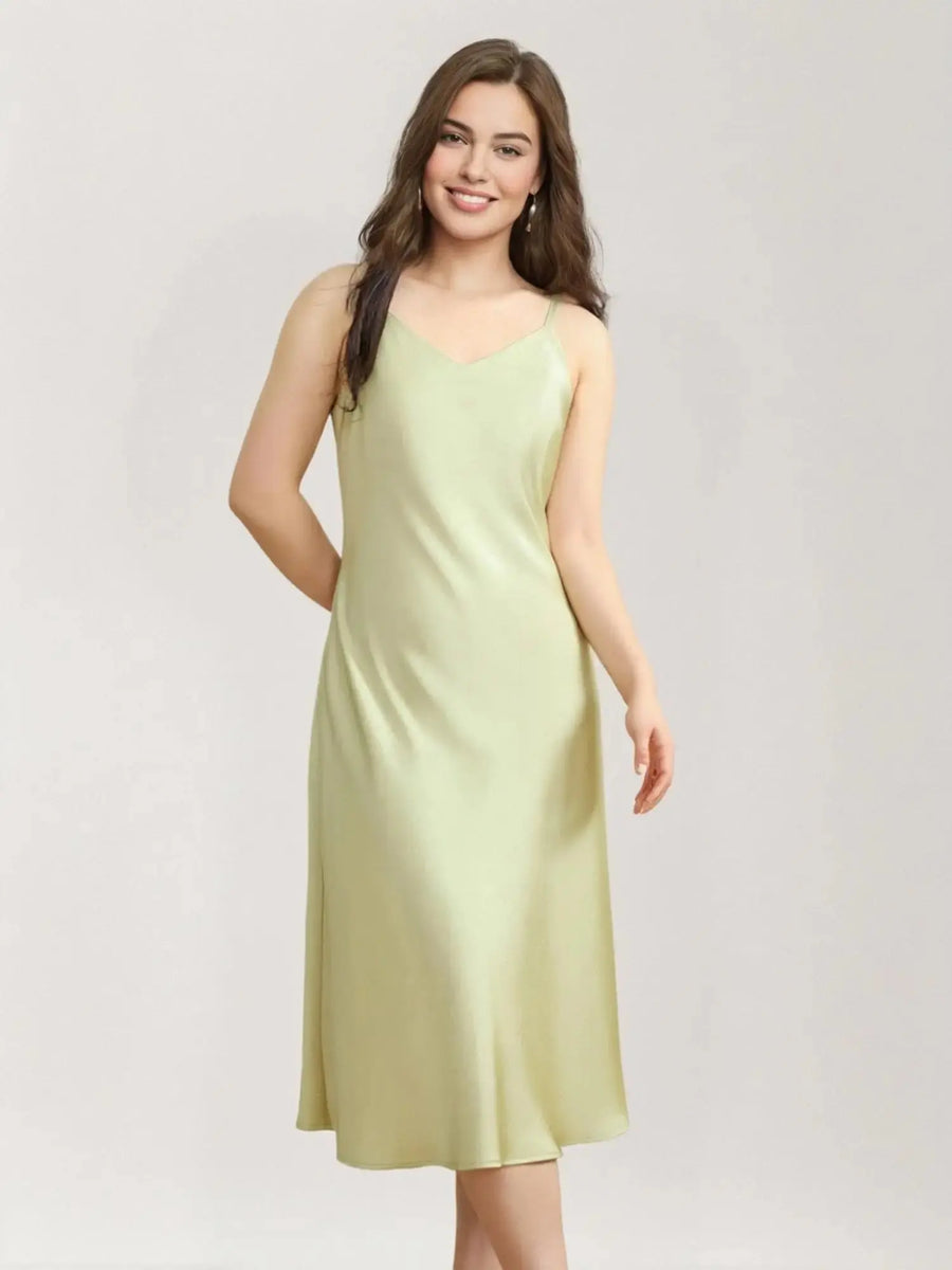 Chic Plus Size Satin Bias Cut Suspender Dress