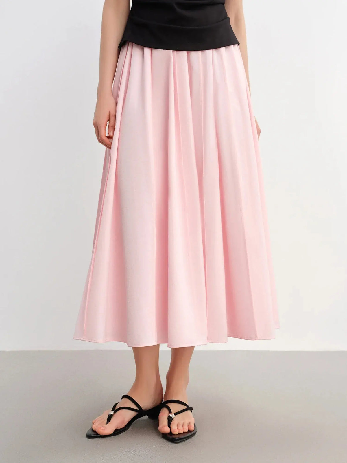Long Pleated Slimming Skirt - Plus Size