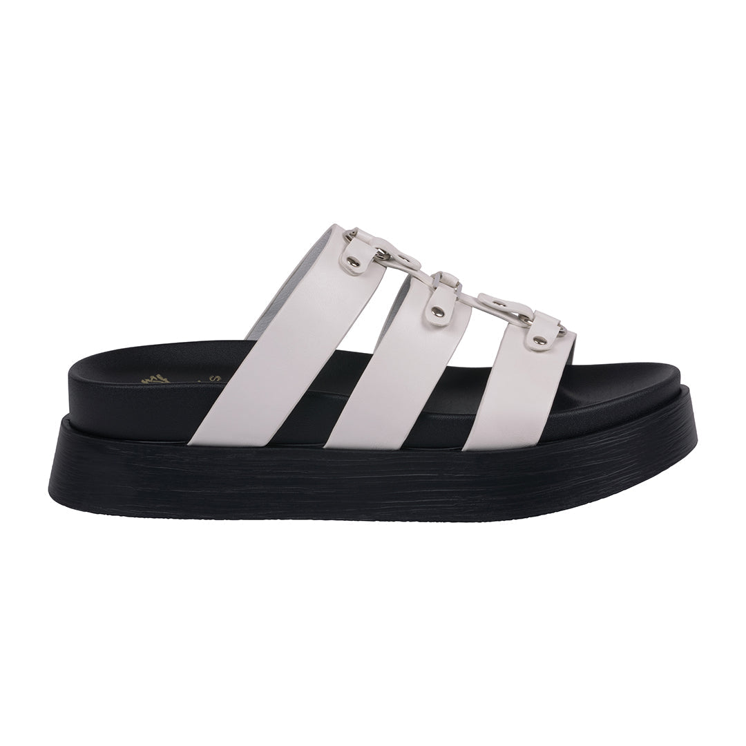 Women's Stevie White Strappy Slide Platform Sandals