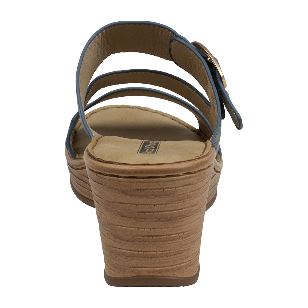 Women's Odalis Blue Wedge Sandals with Buckle