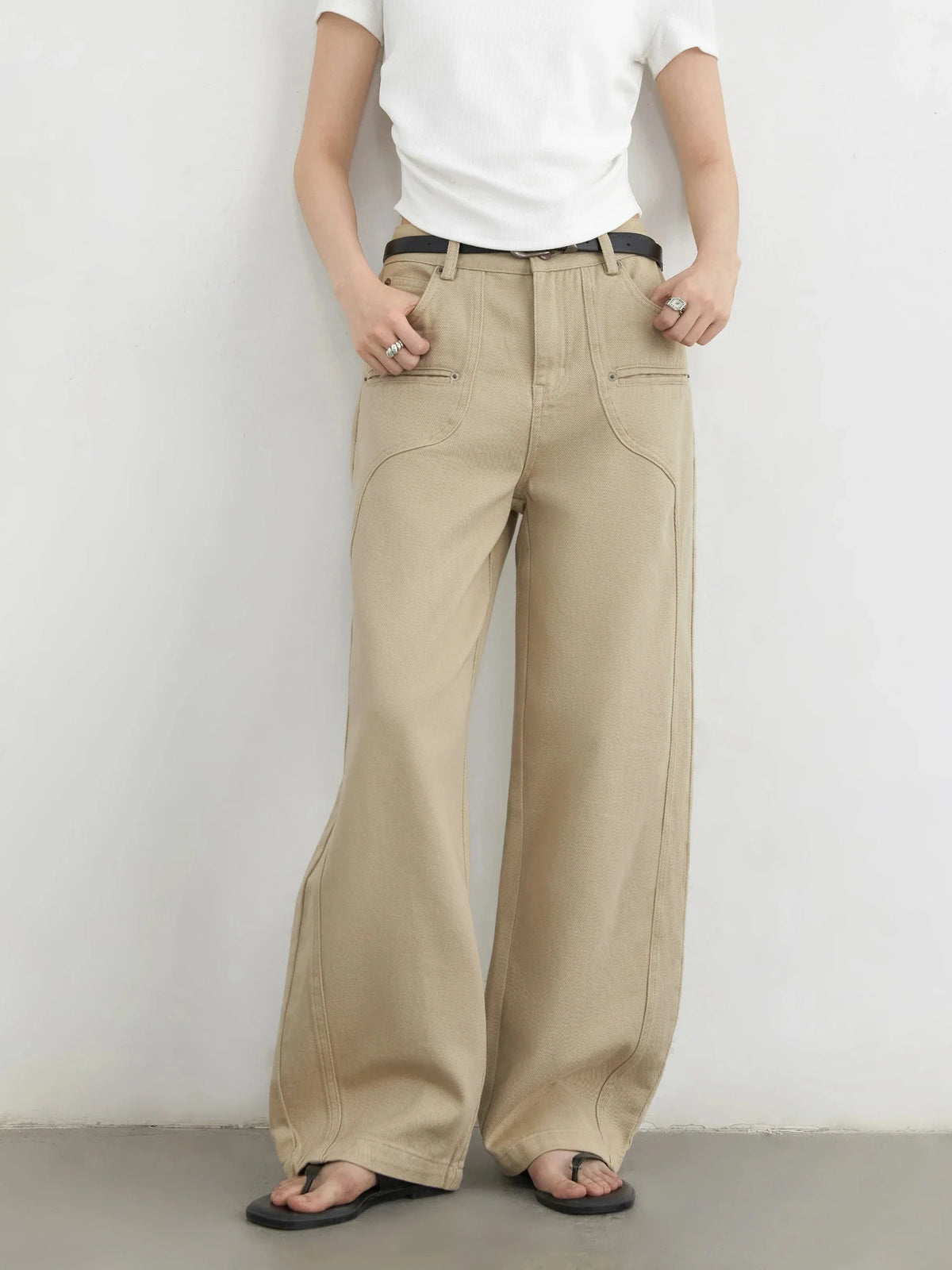 Split Wide Leg Jeans Loose Casual Denim Workwear