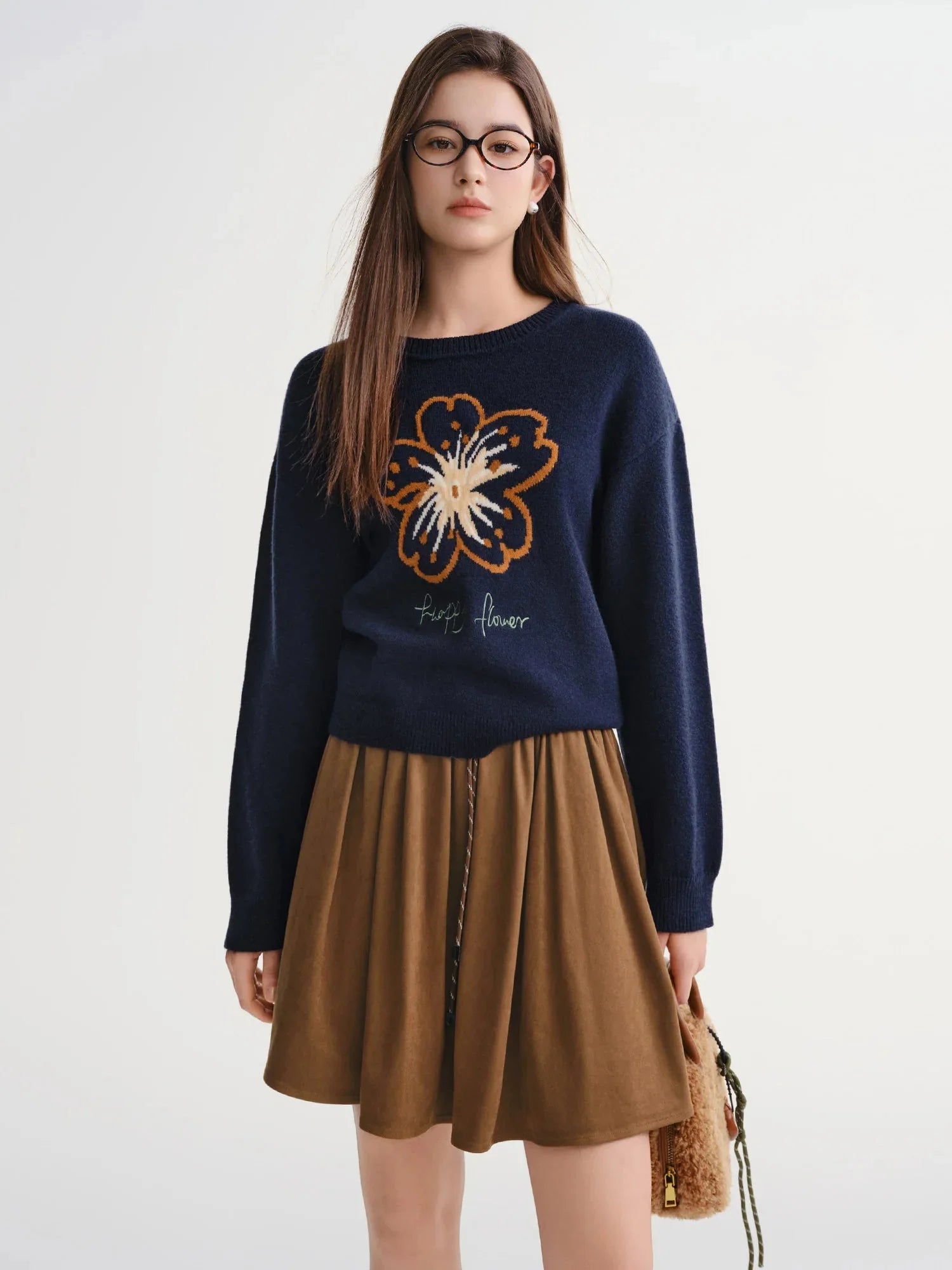 Plus Size Floral Vintage Knit Sweater Embroidered Pullover
