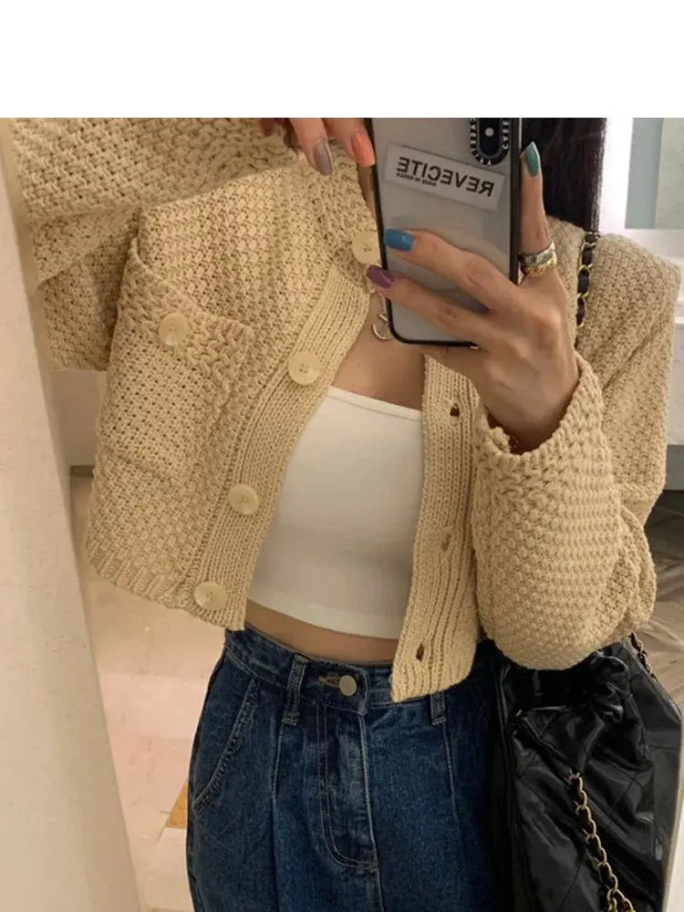 Women's Short Knit Cardigan Sweater Coat.