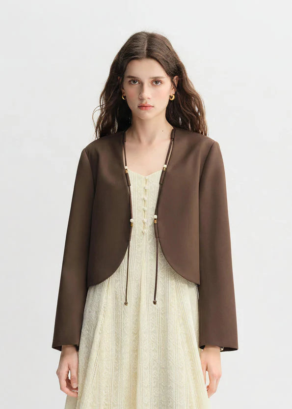 Plus Size Beaded Short Elegant Curved Autumn Jacket