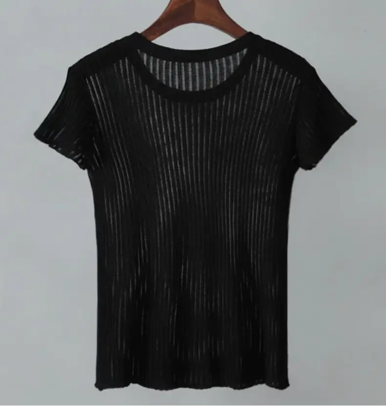White Striped See Through Elegant Top