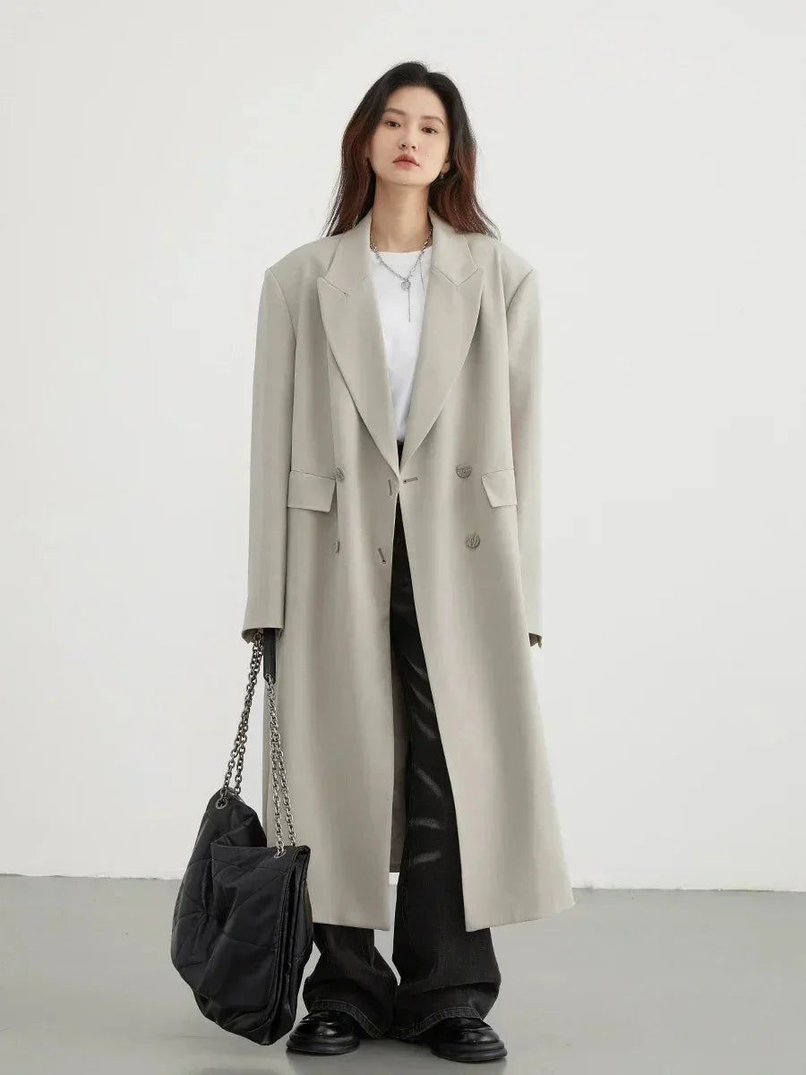 Women’s Double-Breasted Trench Coat Casual Long Overcoat