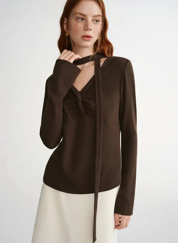 Plus Size Retro Brown Twist T-Shirt