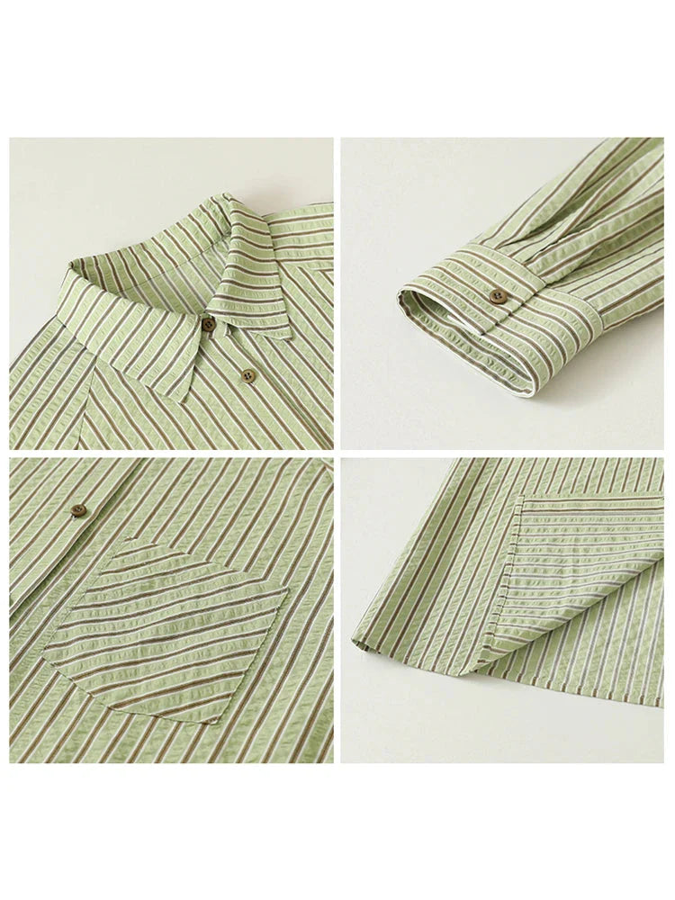 Women’s Oversized Striped Blouse Casual Spring Shirt