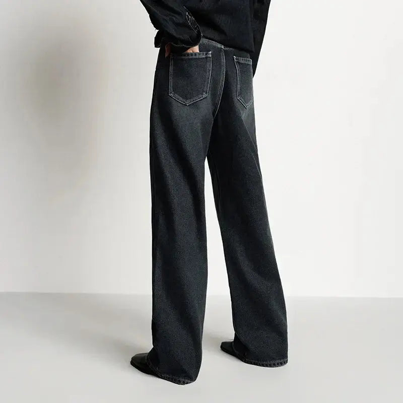 High Waist Fleece Lined Wide Leg Jeans