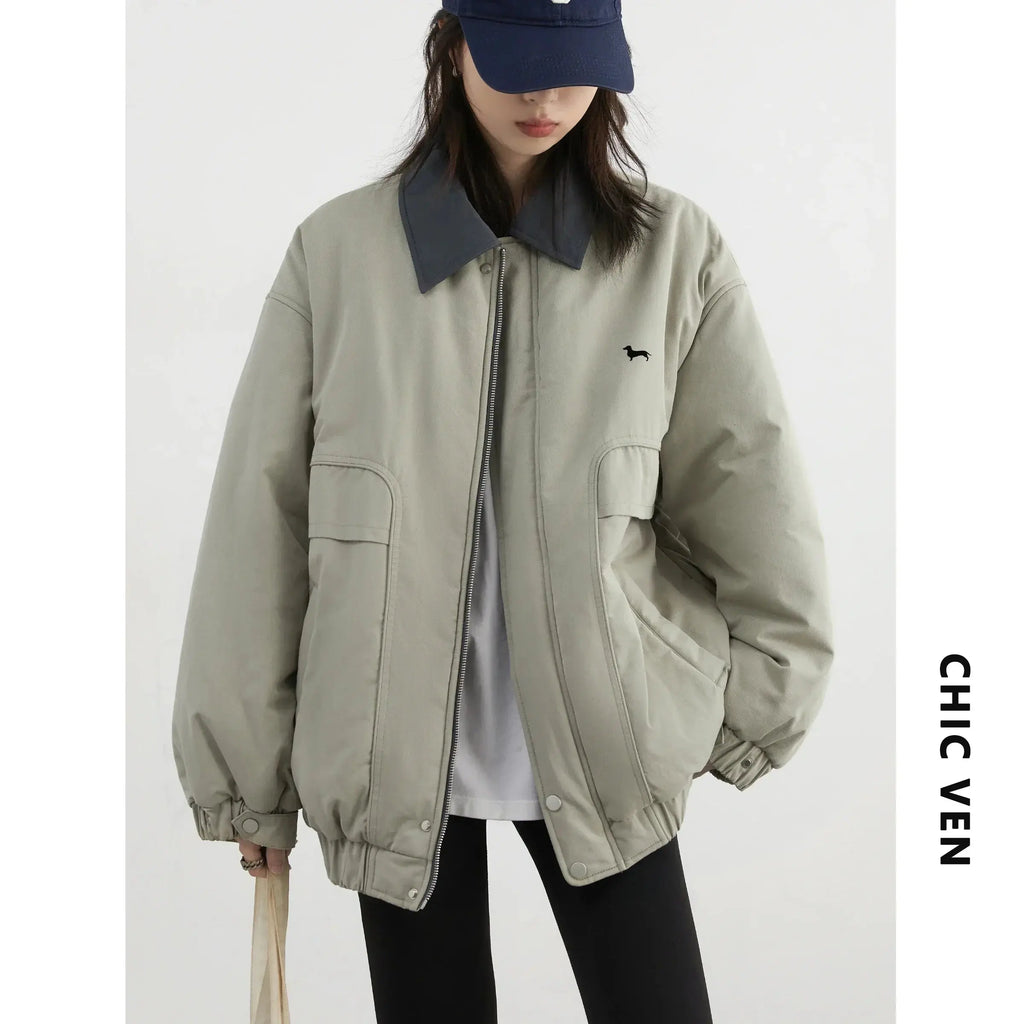 Women's Casual Cotton Workwear Jacket - Thick & Warm
