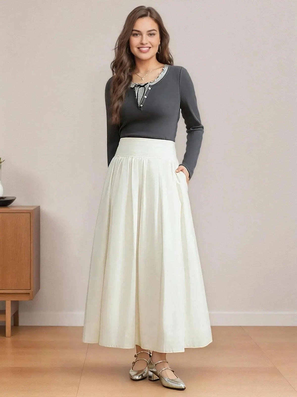 Plus Size High Waist Umbrella Skirt Elegant Chic Fit