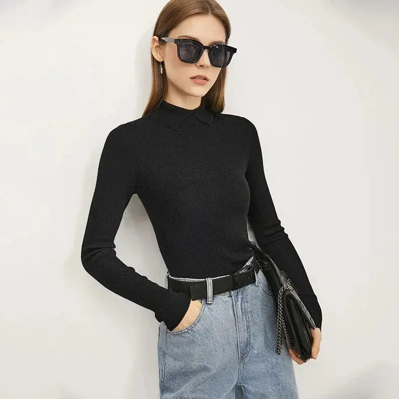 Minimalist Colorblock Knit Sweater