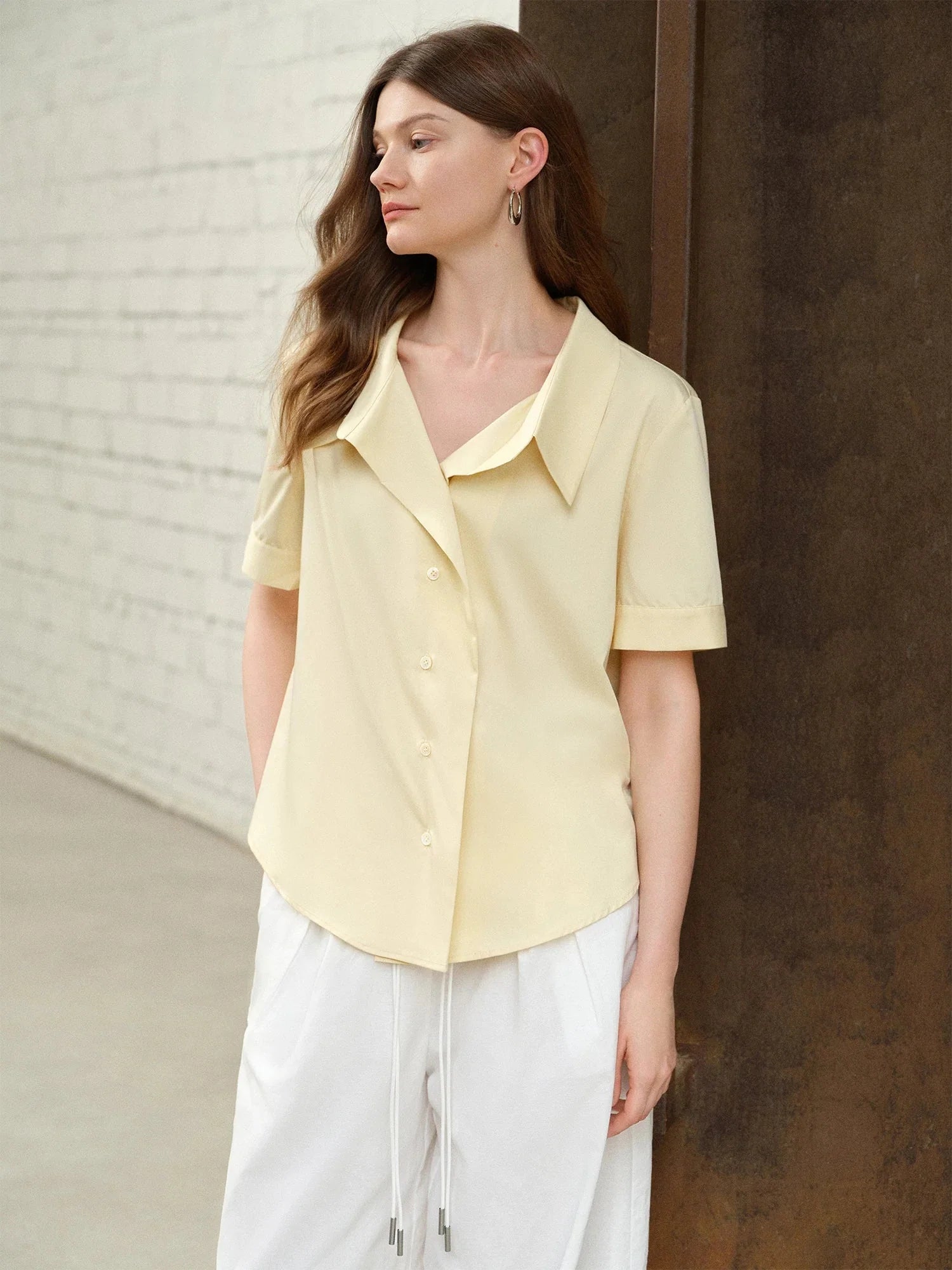 Women's Plus Size Lapel Commuter Shirt Summer Fashion