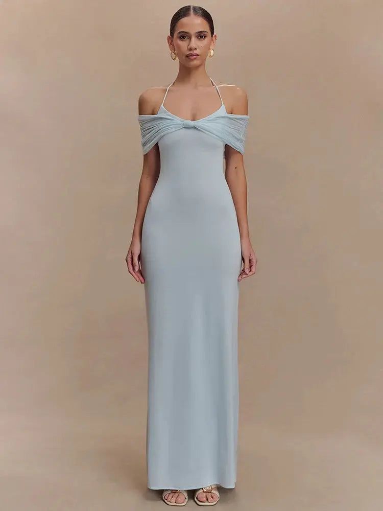 Elegant Off-Shoulder Backless Gown
