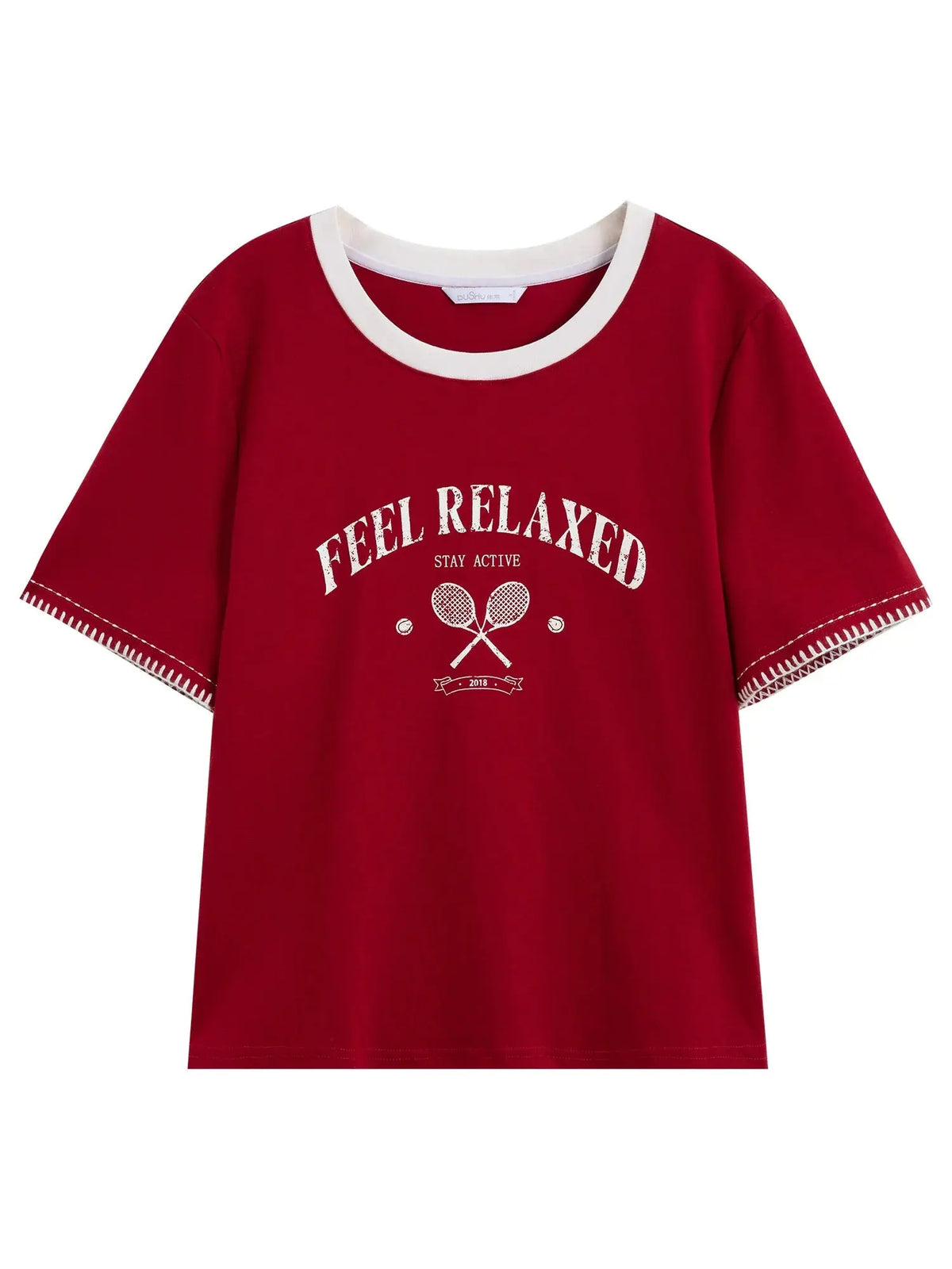 Women's Summer Contrast-Stitch Cotton Tee
