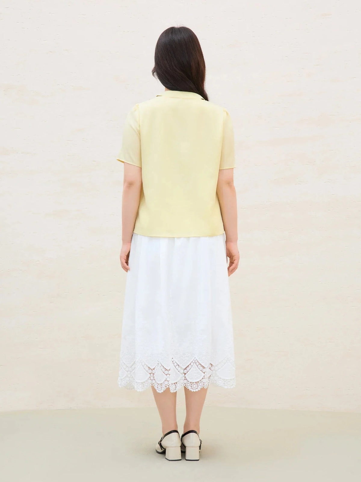 Detachable Tie Blouse Minimalist Summer Office Wear