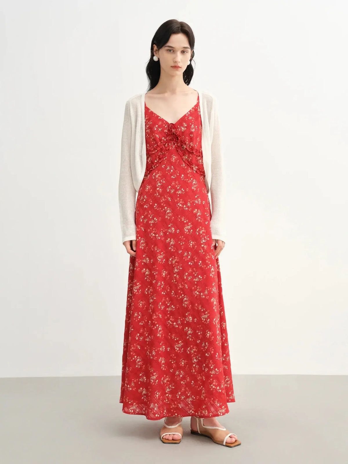 Women's Floral Checkered Maxi Dress