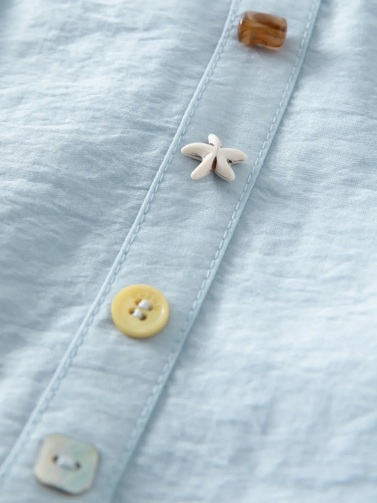 Vibrant Button-Down Style in White Sand & Sea Salt