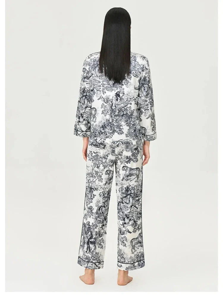 Women’s Mulberry Print Pajama Silk Lounge Set