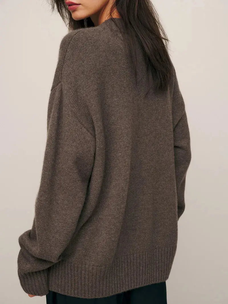 Solid Color Knitted Wool Sweater