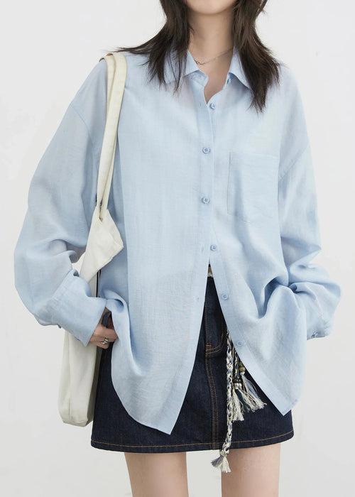 Back Hollow Out Long Sleeve Blouse Casual Loose Shirt