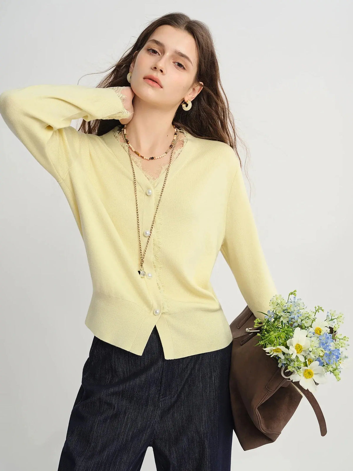 Chic Lace-Trimmed Plus Size Cardigan