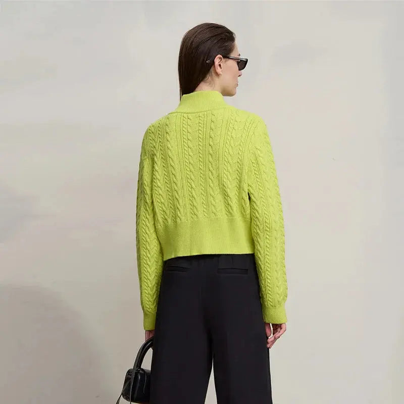 Minimalist High-Neck Zip Cardigan