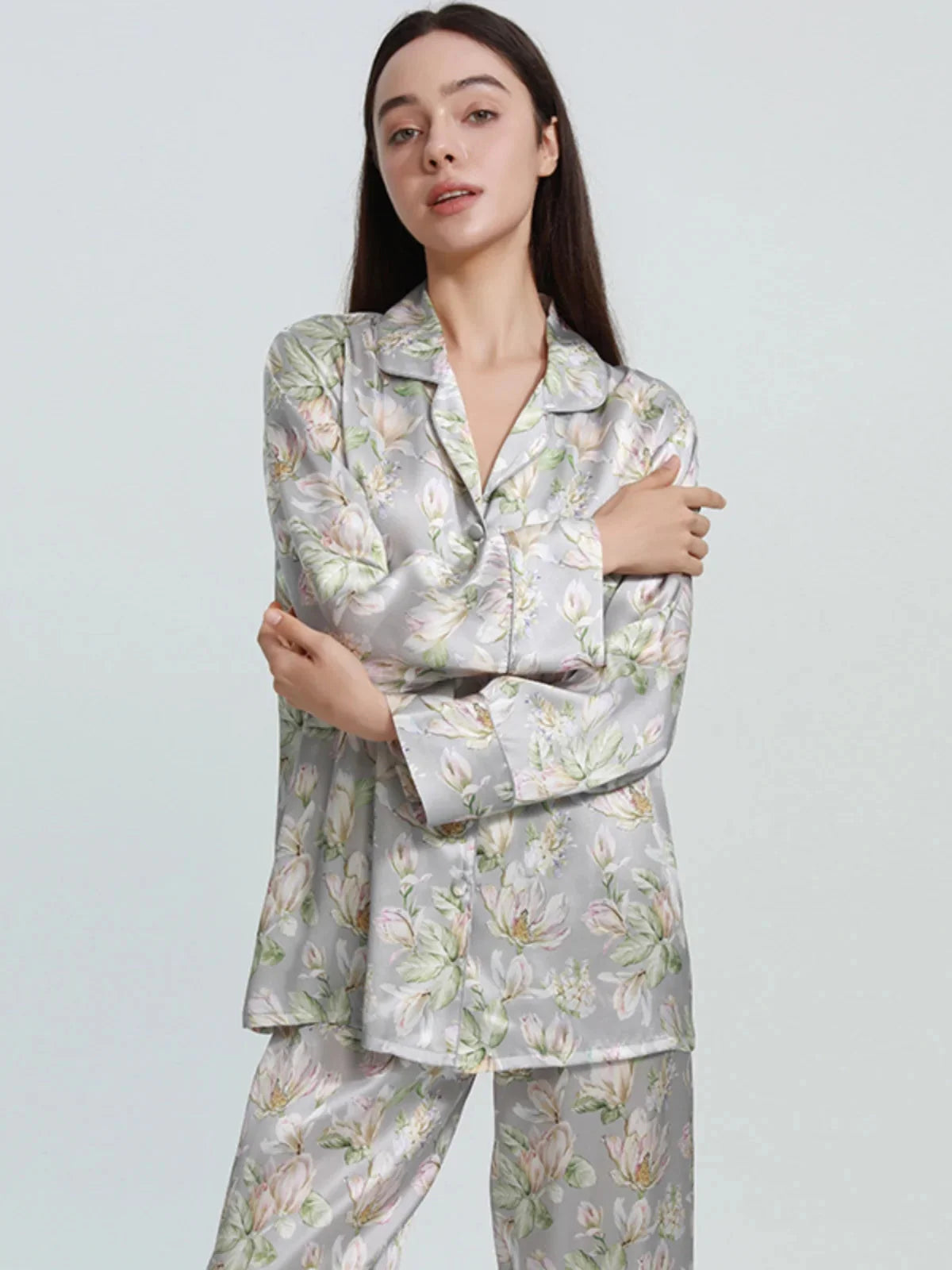 Luxury Mulberry Silk Floral Pajama 3-Piece Suite
