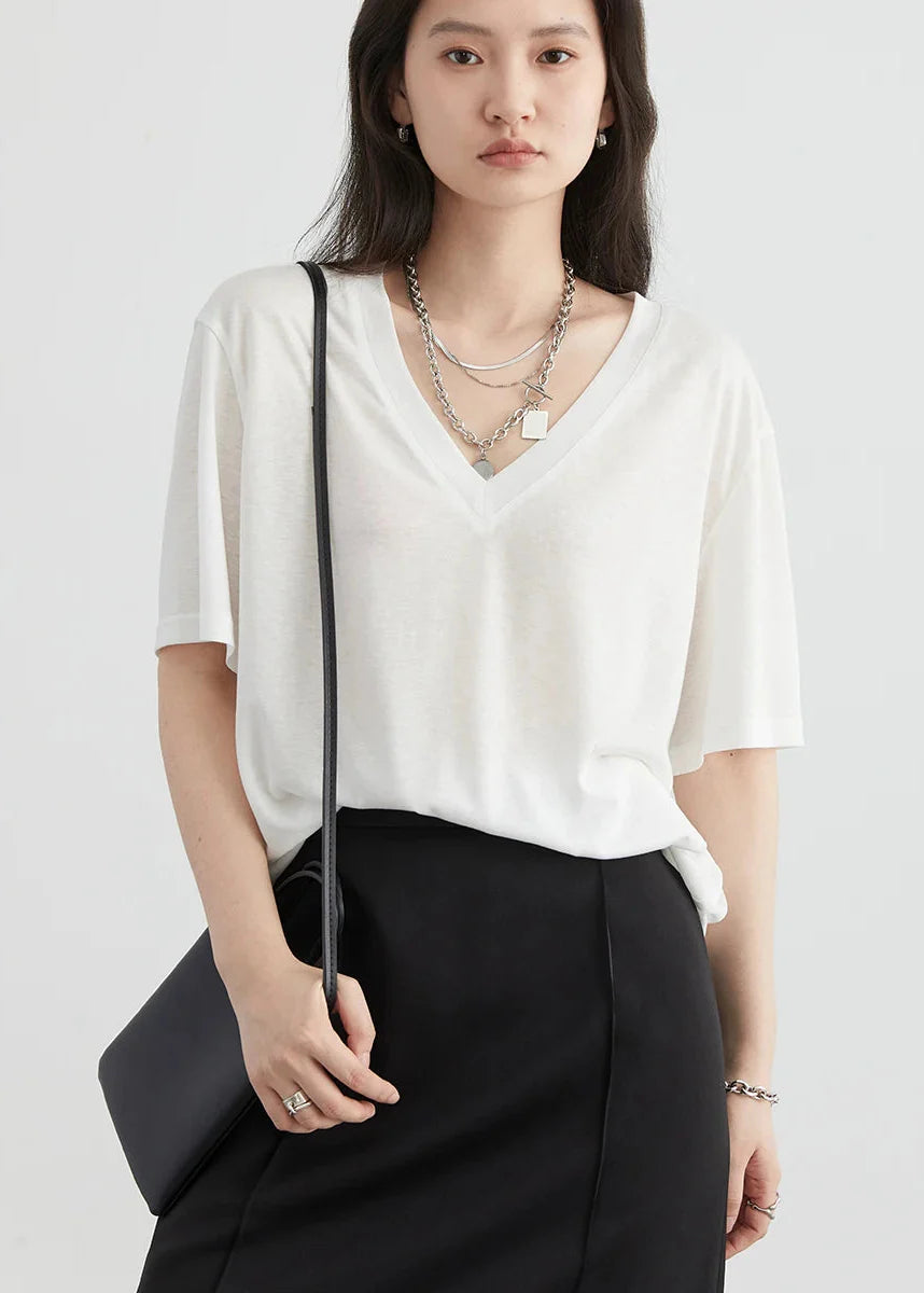 Loose Casual T-Shirt - Basic Short Sleeve Summer Tee