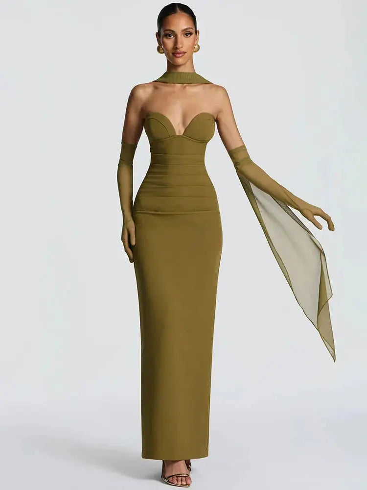Halter Off-Shoulder Backless Bodycon Gown