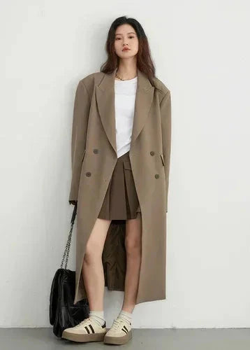 Women’s Double-Breasted Trench Coat Casual Long Overcoat