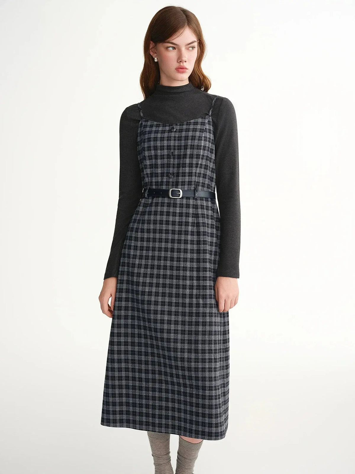 Tweed Plaid 2-Piece Midi Dress Set Plus Size