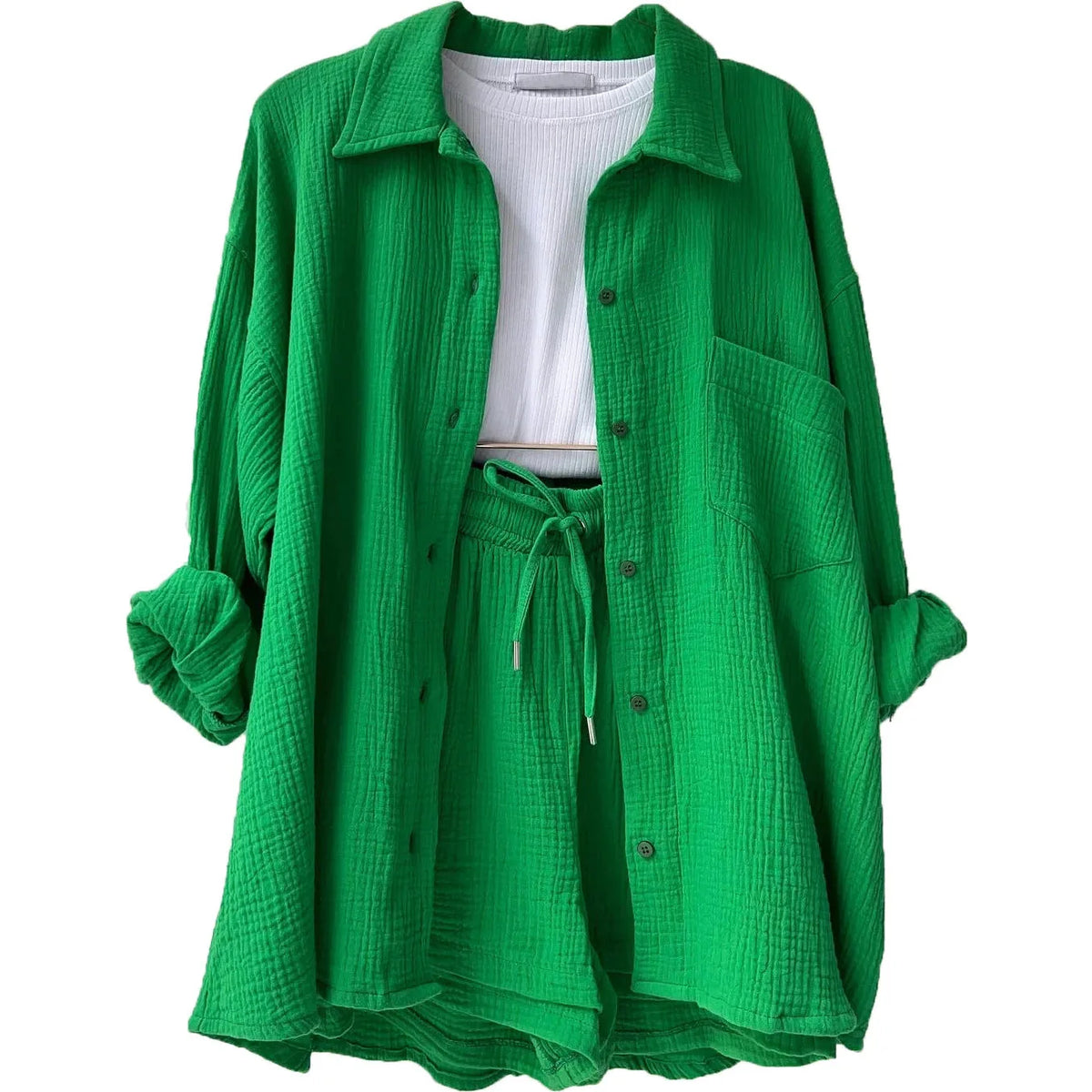 Women’s 2-Piece Cotton Gauze Pajama Set Summer Sleepwear