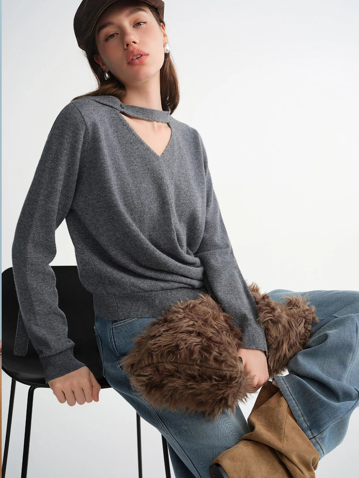 Plus Size Ribbon Knit Sweater Elegant Women’s Pullover