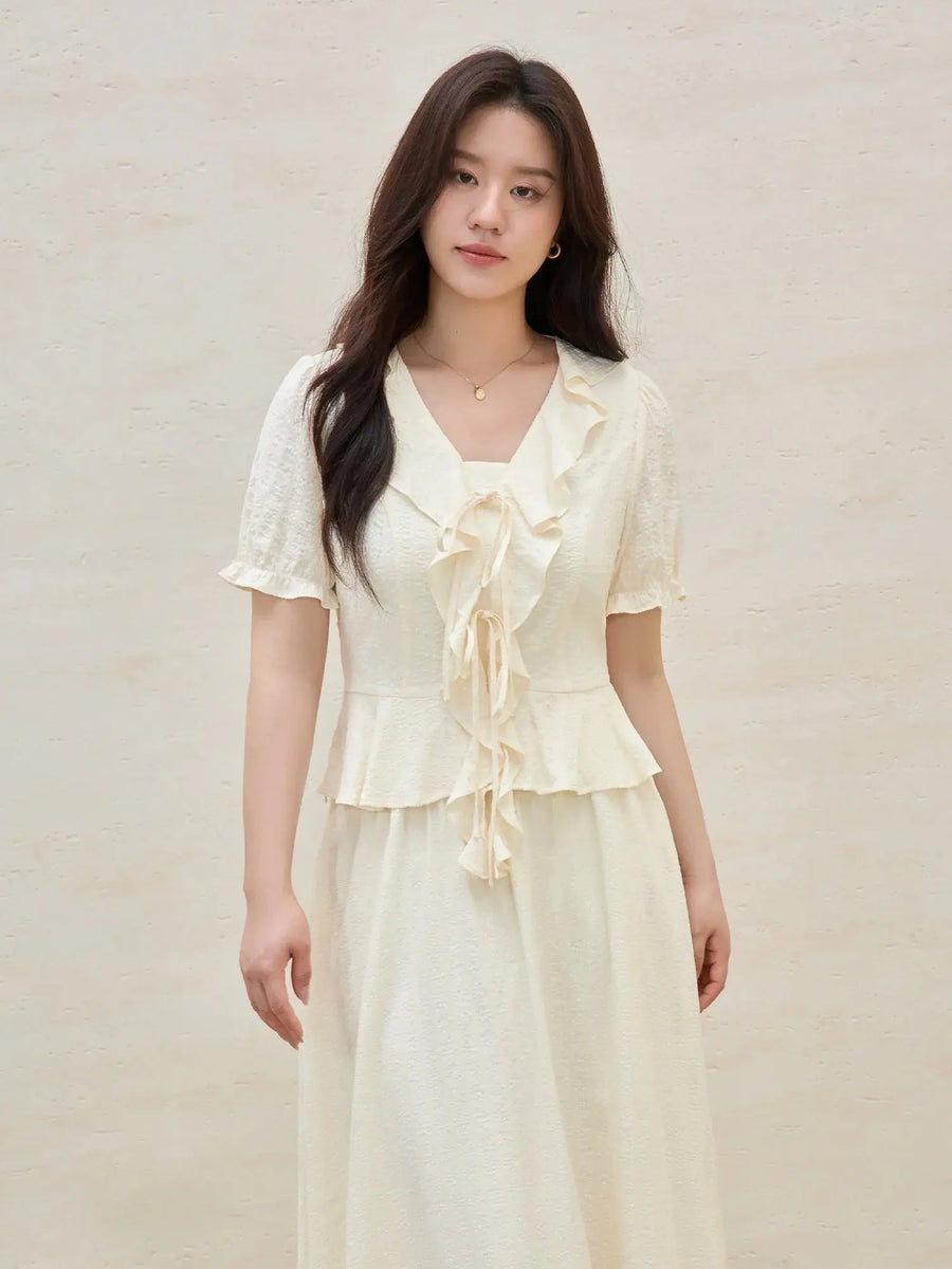 French Ruffle Plus Size Two-Piece Outfit
