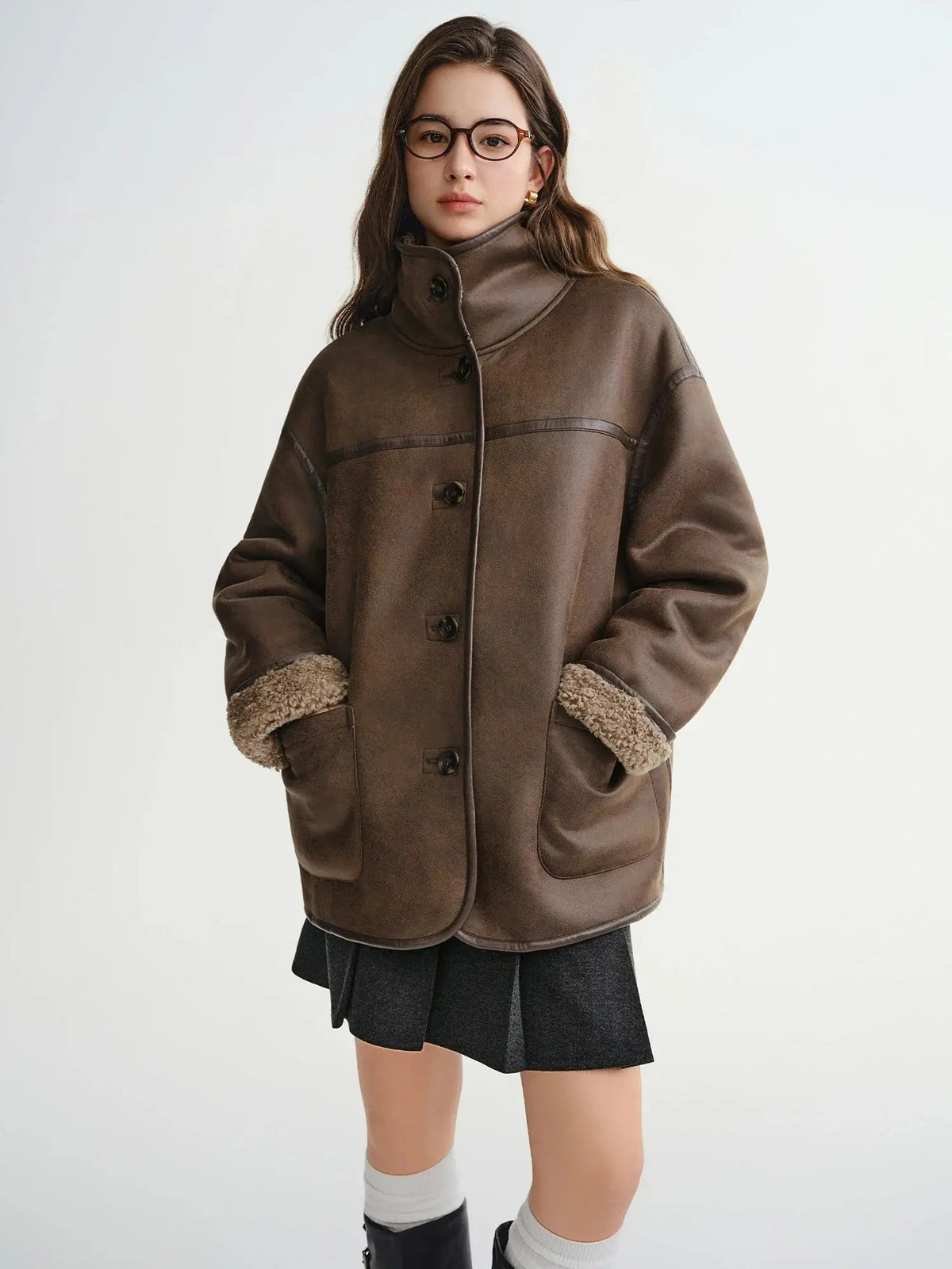 Vintage American Style Brown Fur Jacke