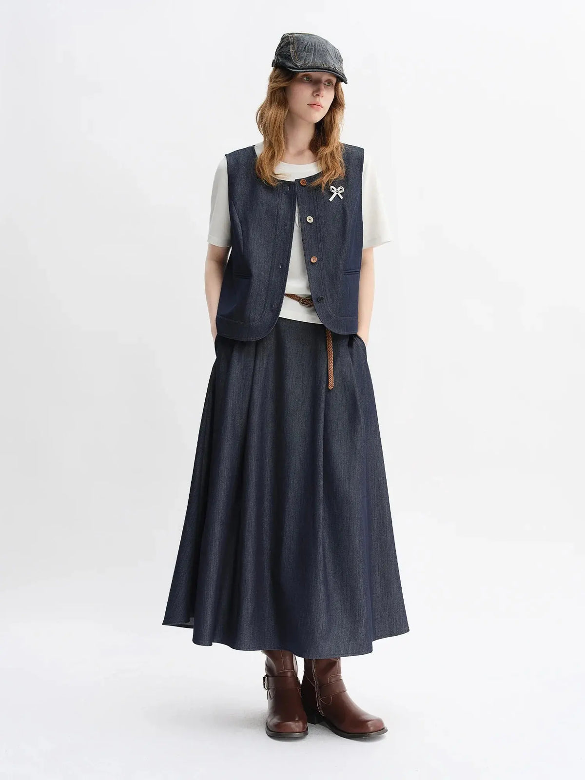 Vintage Vest & Skirt Set for Autumn