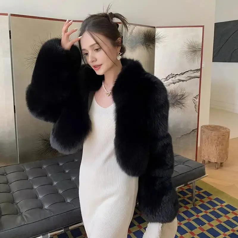 Natural Fox Fur Coat: Short, Wild, & Young Catwalk Style