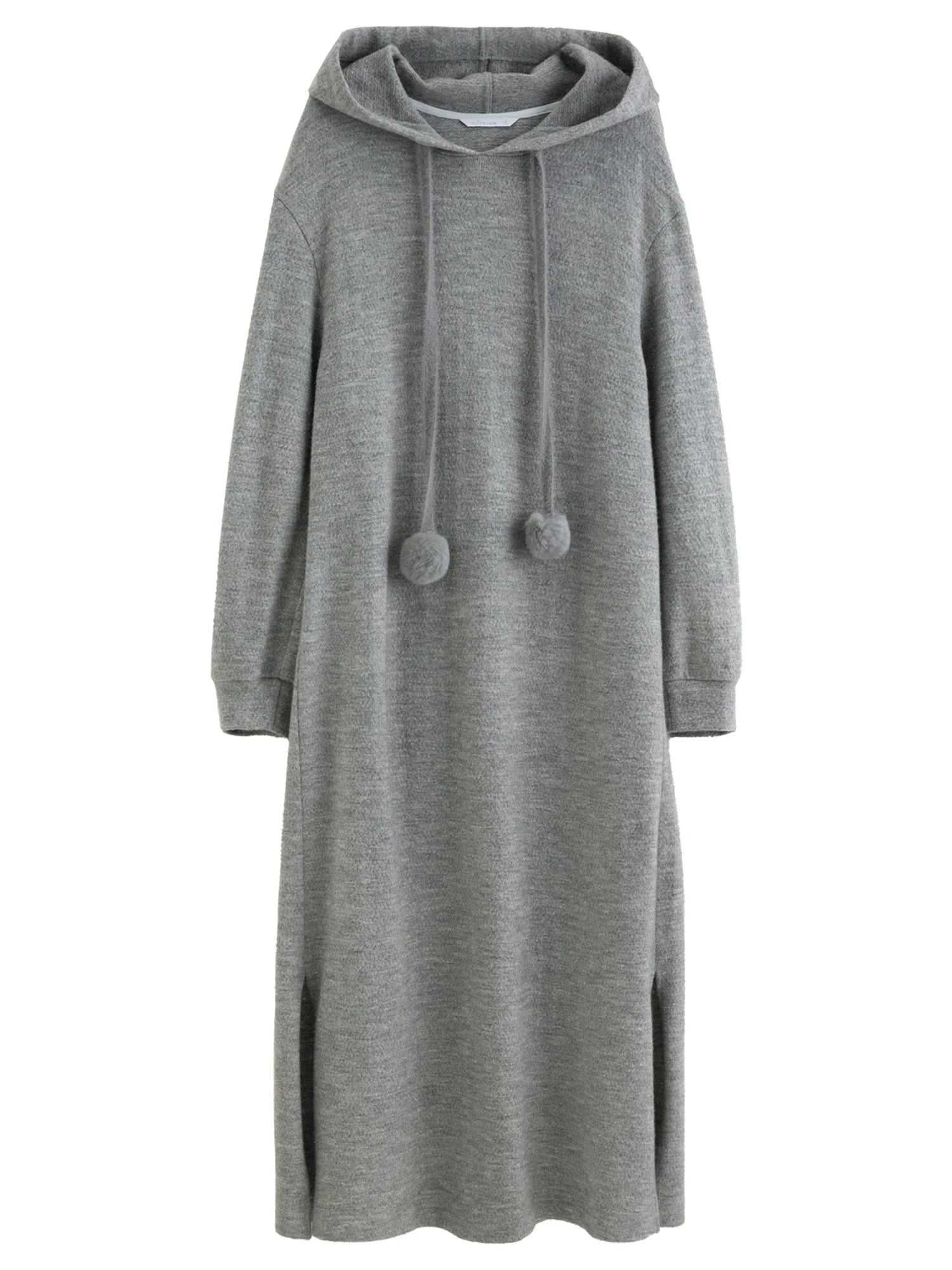 Hooded Knit Dress Drawstring Waist Winter Tunic